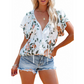 🎉 POR TEMPO LIMITADO, 50% DE DESCONTO! 🔥Blusa casual para mulher com decote em V e estampado floral.