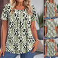 ⏳ Desconto de 50% por tempo limitado! 🔥Blusa casual de mulher estampada de manga curta e gola redonda