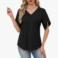 🎉 POR TEMPO LIMITADO, 50% DE DESCONTO! 👚 Blusa com decote em V e manga curta – Brisa suave para mulher 🌸