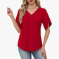🎉 POR TEMPO LIMITADO, 50% DE DESCONTO! 👚 Blusa com decote em V e manga curta – Brisa suave para mulher 🌸