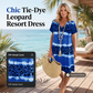 Vestido casual para mulher com estampado tie-dye leopardo e decote em V