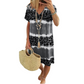 Vestido casual para mulher com estampado tie-dye leopardo e decote em V