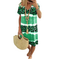 Vestido casual para mulher com estampado tie-dye leopardo e decote em V