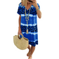 Vestido casual para mulher com estampado tie-dye leopardo e decote em V