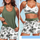 🌸🌸Conjunto de biquíni tankini de 3 peças para mulher com calções.