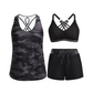 🌸🌸Conjunto de biquíni tankini de 3 peças para mulher com calções.