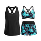 🌸🌸Conjunto de biquíni tankini de 3 peças para mulher com calções.