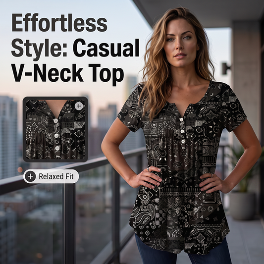 Blusa casual para mulher com decote em V