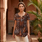 Blusa casual para mulher com decote em V