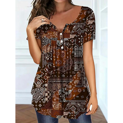 Blusa casual para mulher com decote em V