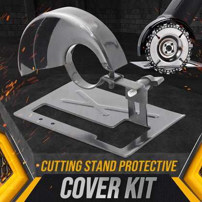 🔥Promoção quente de desconto🔥 Suporte de corte para rebarbadora com kit de cobertura protetora – ajustável de 0 a 45°, profundidade de 0 a 40 mm, compatível com rebarbadoras de 4“ a 5” (100-125 mm), ferro + ABS 🔧