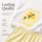 Conjunto de verão para menina com t-shirt estampada com limões e calções listrados