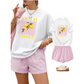 Conjunto de verão para menina com t-shirt estampada com limões e calções listrados