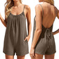👗☀️ Macacão de verão feminino sem costas – Tecido leve, alças ajustáveis e corte solto ✨