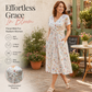🌺👗Vestido de senhora com decote em V, padrão floral e cintura torcida