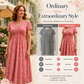 🌺👗Vestido de senhora com decote em V, padrão floral e cintura torcida