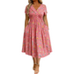 🌺👗Vestido de senhora com decote em V, padrão floral e cintura torcida