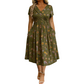 🌺👗Vestido de senhora com decote em V, padrão floral e cintura torcida