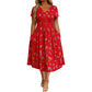 🌺👗Vestido de senhora com decote em V, padrão floral e cintura torcida