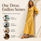 👗 Vestido maxi casual com decote em V e mangas abalonadas – Silhueta fluida para um estilo descomplicado