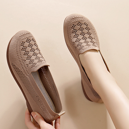 ⏳⏳Sapatos de senhora respiráveis de malha Fly-Knit sem atacadores