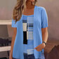 Tendência do momento👚✨ Blusa estilo duas peças com blocos de cor – Look em camadas com estilo descomplicado para qualquer ocasião