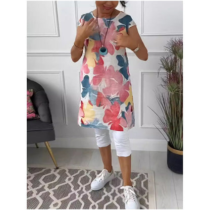 Vestido largo até ao joelho com estampado de borboletas