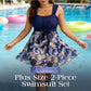 Conjunto de biquíni plus size tankini para mulher com calções.