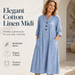 🏖️Promoção de Verão com 50% de desconto🏝️👗Vestido midi oversized para mulher com corte em A e bolsos✨