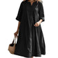 🏖️Promoção de Verão com 50% de desconto🏝️👗Vestido midi oversized para mulher com corte em A e bolsos✨