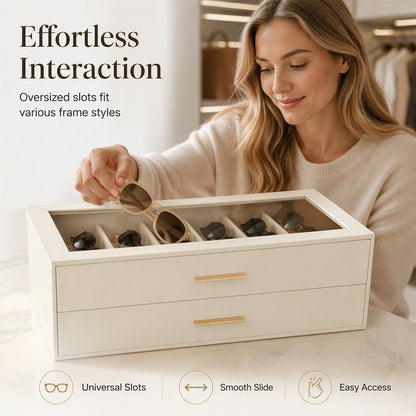 💓💫 50% OFF! 🕶️👓 2-Tier Sunglasses Organizer Box with Transparent Glass Top Display – Stylish, elegant, and space-saving. Perfect for everyday eyewear storage!😍 Loved by 4,521+ style enthusiasts!