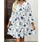 ✨👗Vestido feminino com estampa floral, decote em V e camadas