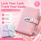 ✨ SparkleLock Pasta Organizadora para Poupança em Dinheiro com Cadeado de Combinação de 3 Dígitos – Organizador Orçamental com 100 Páginas para Desafios de Poupança, Objetivos Financeiros e Brindes 💖