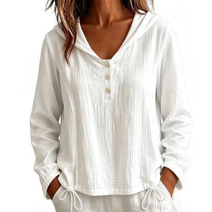 🌞💃Blusa casual para mulher com capuz e bainha com cordão