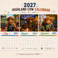 🐮 Calendário de Parede Divertido com Vaca das Terras Altas 2027🗓️ | Calendário de Parede A4 |🎁 Design by Isabel Kline 🎨📆