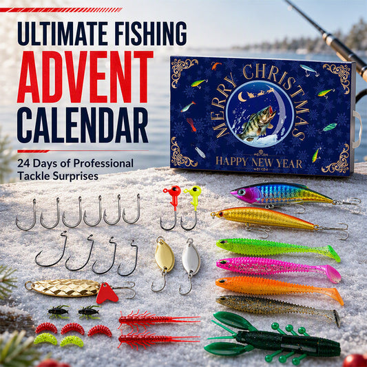 🎄Calendário do Advento de Natal com Iscas Artificiais para Pesca, incluindo Colheres Popper Minnow