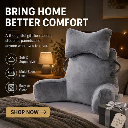 💞Mais de 50.000 unidades vendidas! 🛋️📖 50% de desconto! Almofada de leitura multifuncional com apoio lombar – apoio alto para as costas, capa aveludada e apoios de braços laterais acolchoados. Removível e lavável! 🛏️💤