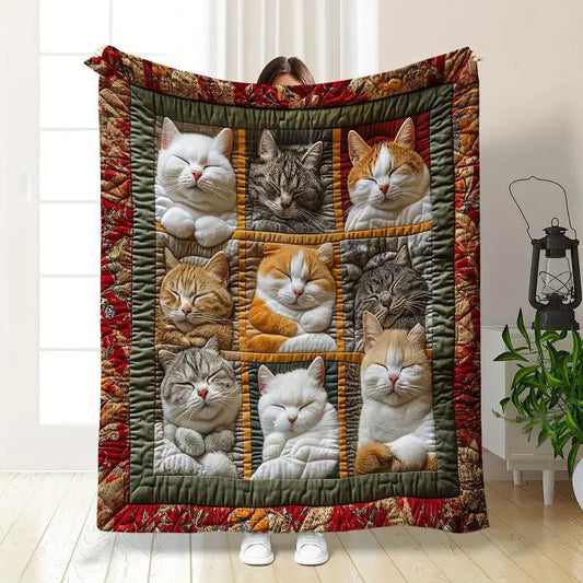 ⏳ Oferta especial do último dia: 50% de desconto!! 🐱💤 Manta confortável para gatos com 9 painéis – flanela super macia, reversível, perfeita para sofás, camas e viagens 🌙✨