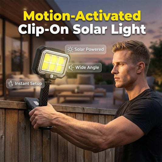 🛡️Luminária solar com sensor de movimento e clip