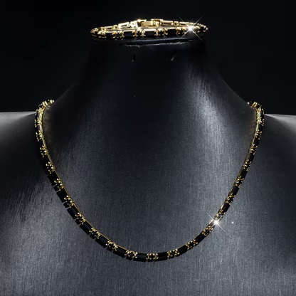 ✨POR TEMPO LIMITADO: 50% DE DESCONTO!⚡ Conjunto de Joias Brilhantes para Homem – Colar e Pulseira de Zircónias Cúbicas