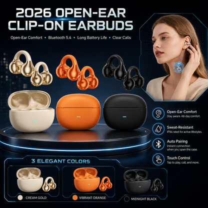 Open-Ear Clip-On Wireless Bluetooth Earbuds