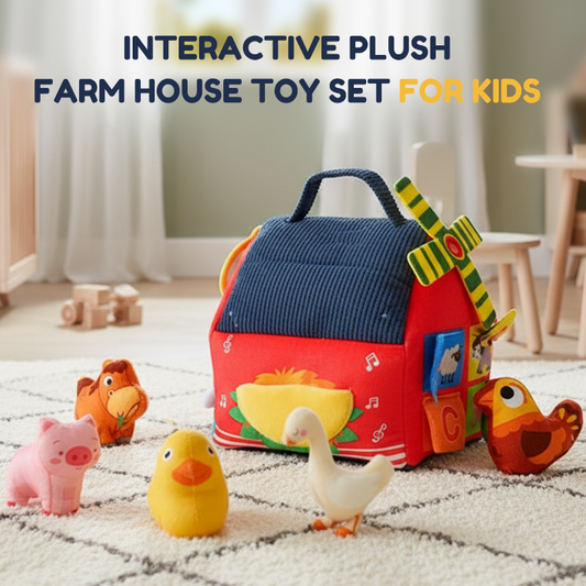 🧸 50% de desconto! 🚜 Conjunto de brinquedos interativos de quinta de peluches para crianças – 6 áreas de exploração, adoráveis fantoches de animais e design portátil para guardar – Aprenda, brinque e cresça ✨