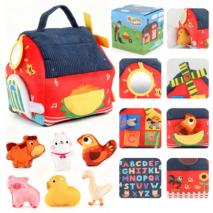 🧸 50% de desconto! 🚜 Conjunto de brinquedos interativos de quinta de peluches para crianças – 6 áreas de exploração, adoráveis fantoches de animais e design portátil para guardar – Aprenda, brinque e cresça ✨