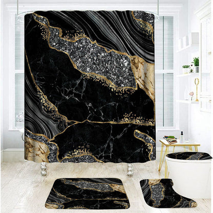 ✨Cortina de duche elegante com estampa de mármore para casa de banho