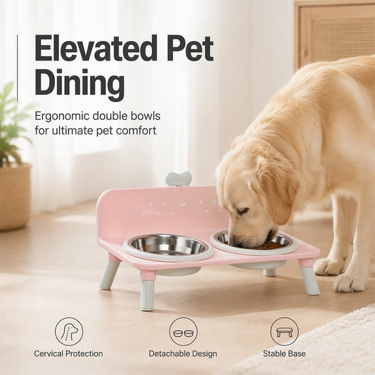 🐾 50% de desconto! ✨ Taças Duplas Elevadas e Removíveis para Animais de Estimação – Design Ergonómico para Proteção do Pescoço, Aço Inoxidável e Materiais de Grau Alimentar – Refeições Confortáveis para Gatos e Cães de Porte Pequeno 🍽️