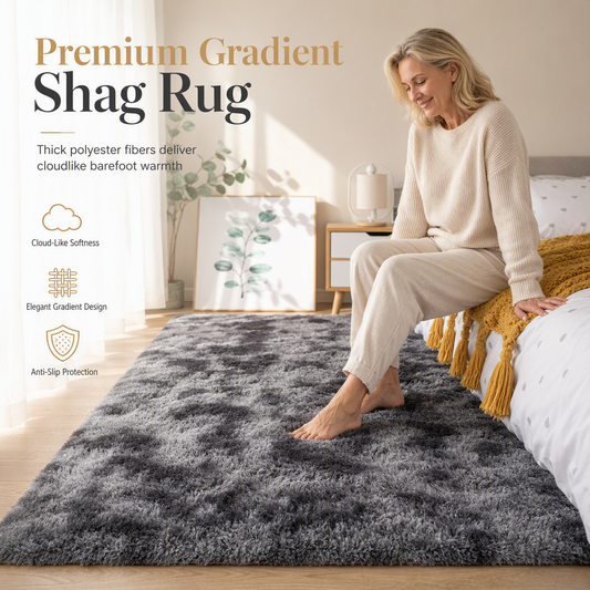 🛋️ 50% de desconto! ✨ Tapete felpudo em pelúcia com espessura reforçada – Design premium em degradé estilo *tie-dye*, com amortecimento térmico e base antiderrapante – Conforto aconchegante para qualquer ambiente 🏠