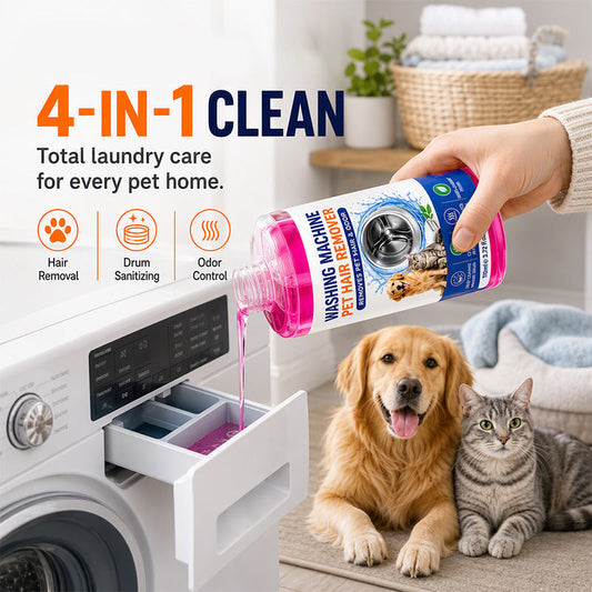 🐾50% DESCONTO JÁ! Limpador Profundo de Máquina de Lavar Pêlos de Animais de Estimação – Líquido 4 em 1: remove os pelos, higieniza o tambor e elimina os odores para quem tem animais de estimação.