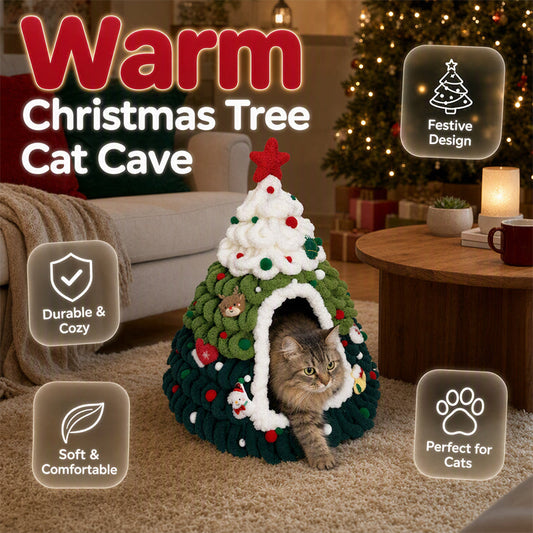 ✨Caverna aconchegante para gatos em forma de árvore de Natal