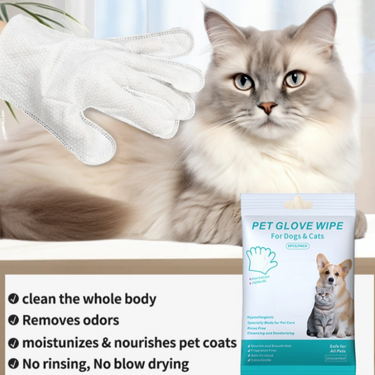 🐾 Luvas de Limpeza para Animais de Estimação | Refrescância sem Enxaguamento