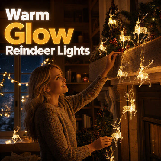 🦌 Cordão de Luzes de Natal de Rena em LED | Brilho Aconchegante